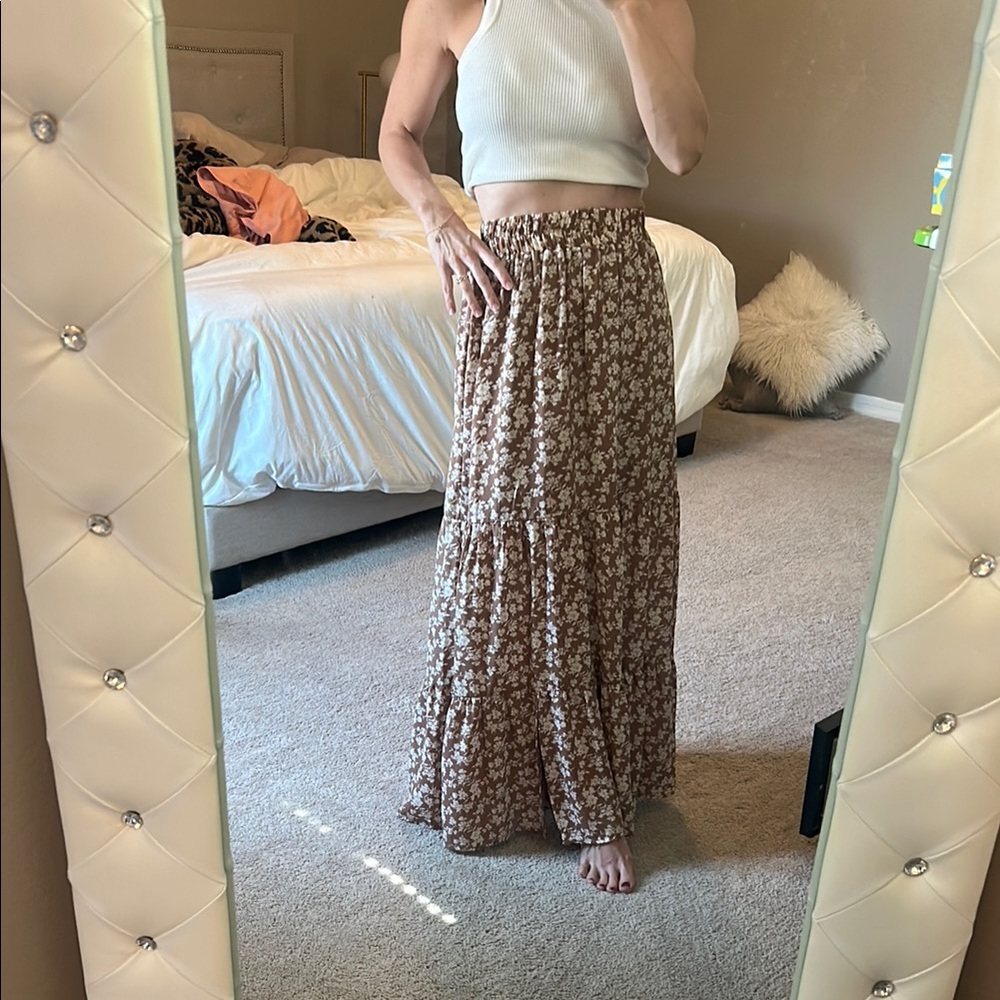 ALTARD STATE Floral Brown Maxi Skirt